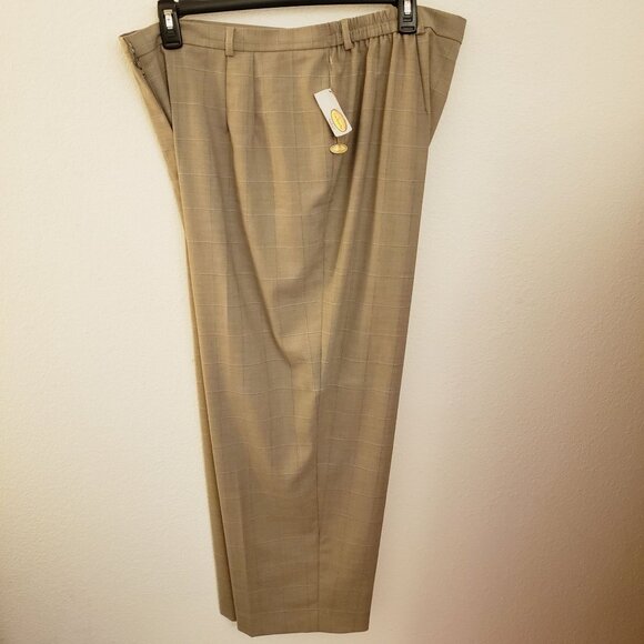 Talbots Petites Tan Classic Straight Leg Pants Window Pane Checks Size 22W NWT - Picture 2 of 9